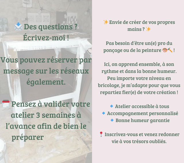 Atelier à 4 mains (présentiel) initiation au relooking de meuble